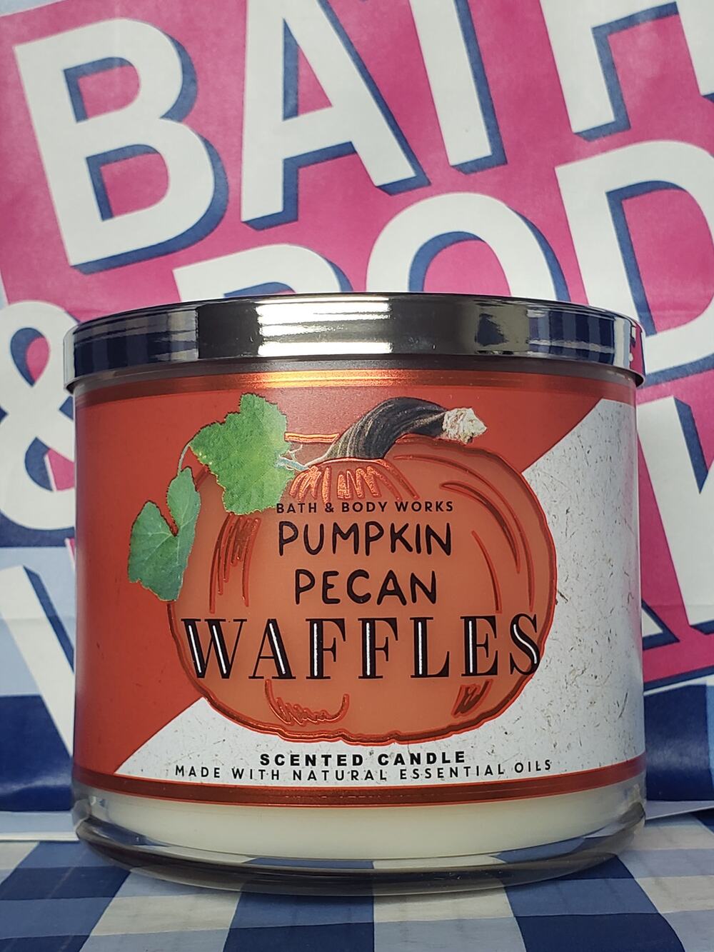 BBW Pumpkin Pecan Waffles Large 3 Wick Candle Holiday Home Fragrance - Picture 1 of 2